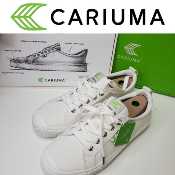 $120 NEW 9 CARIUMA OCA ALL WHITE SILVER TIP LOW CANVAS NEUTRAL SNEAKERS 40 NWT - Picture 1 of 10